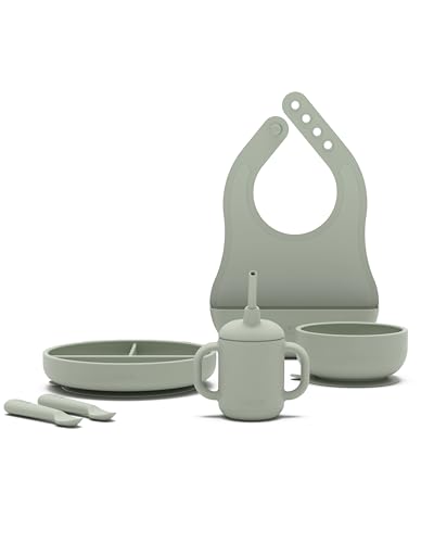 Lalo First Bites Full Kit, 6-Piece Non-Toxic Silicone Baby Feeding Set |