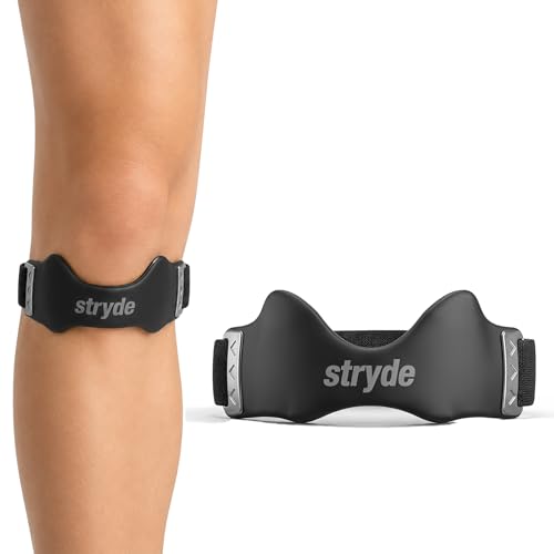 Stryde Precision Knee Strap - Premium Stryde Knee Strap with Silicone Lock-Point Pad, Adjustable & Breathable Sports Brace for Running, Cycling and Fitness, One Size Fits All (1 Pc)