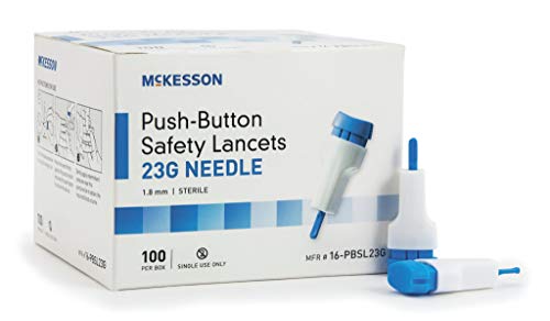 McKesson Lancet, Push-Button Safety, Blue, Depth Settings - 1.8 Mm Depth, 100per