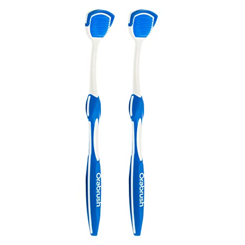 DenTek Orabrush Tongue Scraper, Gentle Tongue Cleaner Brush, 2ct | Orabrush Fresh Breath, Fights Bad Breath, BPA-Free Tongue Scraper, Reaching Where a Toothbrush Cannot