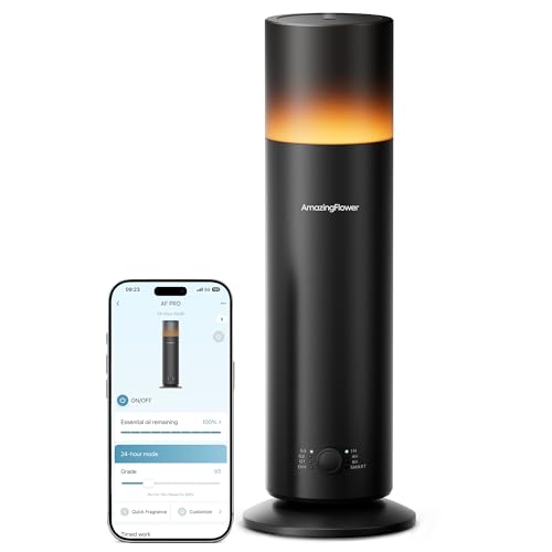 Waterless Essential Oil Diffuser with App Control for Home, Black | Up to 1100 sq ft Coverage, Cold Air, Nightlight, 120mL, Smart Schedules, Scent Air Machine for Home & Commercial Spaces
