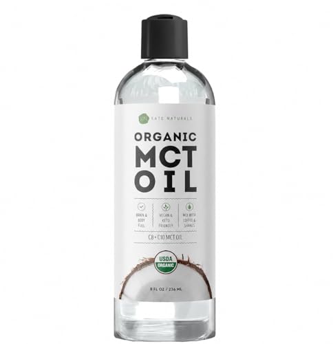 Kate Naturals Organic MCT Oil for Coffee & Keto, Unflavored, Odorless, 8oz