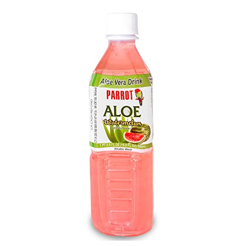 Parrot Aloe Vera Drink with pulp and Watermelon flavor, Chewable Aloe added,