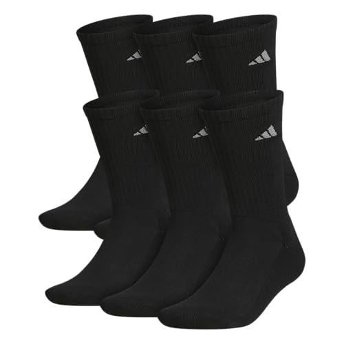 adidas Men's Athletic Cushioned Crew Socks 6 Pairs | 6-Pack, Targeted Cushioning,