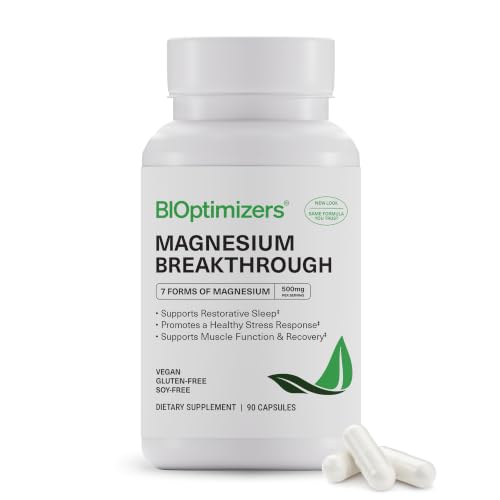 BIOptimizers Magnesium Breakthrough 500mg, 7 Forms of Magnesium 90 Capsules | Glycinate, Malate, Citrate & More for Restful Sleep, Stress Resilience & Muscle Recovery