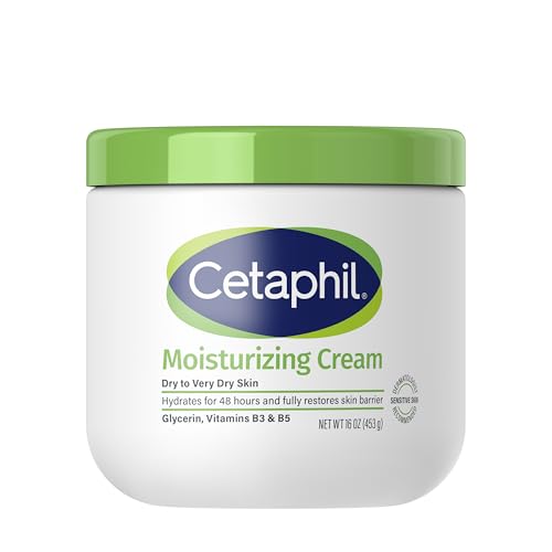Cetaphil Moisturizing Cream, Face & Body for Dry Sensitive Skin, 16oz | Fragrance-Free, Non-Comedogenic, Non-Greasy, Hydrating Cream, Very Dry Sensitive Skin, Dermatologist Recommended