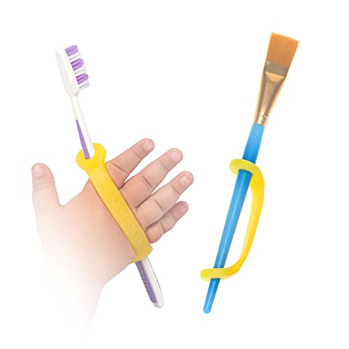 EazyHold Yellow Silicone Easy Grip Device, Universal Cuff for Hand Therapy, Autism,