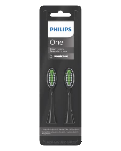 Philips Sonicare One Genuine Replacement Brush Heads, 2-Pack, Black | Black, 6