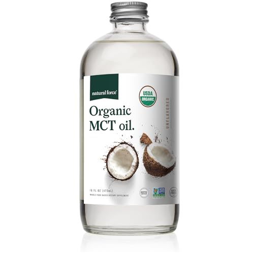 Natural Force Organic MCT Oil – Pure Glass Bottle – Made from