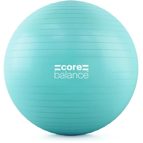 Core Balance Exercise Ball for Workouts, Anti-Burst and Slip Resistant, Swiss Yoga Ball for Pregnancy, Stability, Fitness and Physical Therapy, 4 Sizes, with Pump (22" / 55cm Teal)
