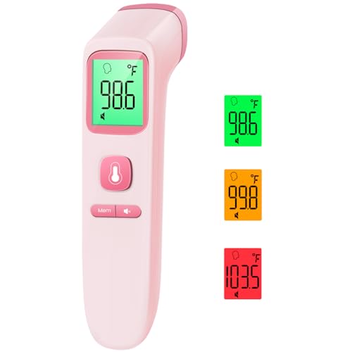 No-Touch Thermometer for Adults, Kids, Babies, 1-Sec Fast Accurate (Pink) | Fever