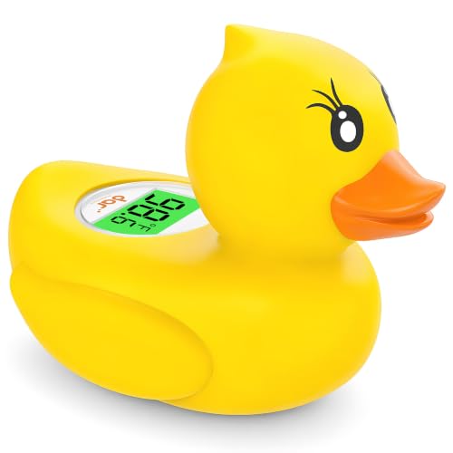 Baby Bath Thermometer for Infants & Toddlers, Floating Duck Water,3-Color | 3-Color LED Safety Alert,Thermometer with Instant Temperature Reading,Large LCD Display, BPA-Free Bathtub Toy Auto On/Off