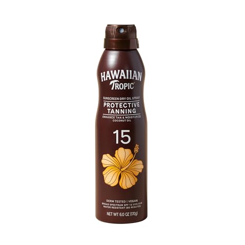 Hawaiian Tropic Dry Tanning Oil Spray Sunscreen SPF 15, 6 Oz |
