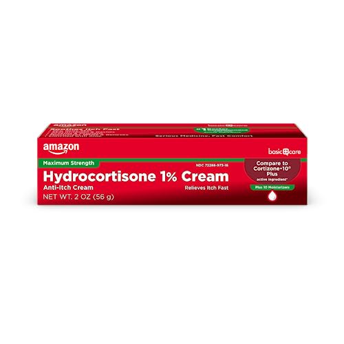 Amazon Basic Care Hydrocortisone 1% Anti-Itch Cream, White, 2 Ounce (Pack of