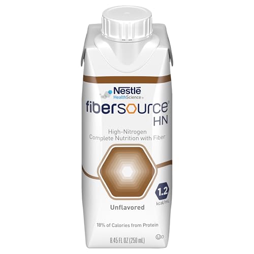 FIBERSOURCE HN High Nitrogen Complete Nutrition, Unflavored, 8.45 Fl Oz | With Fiber, Tube Feeding Formula, 1.2 kcal/mL, Pack of 24