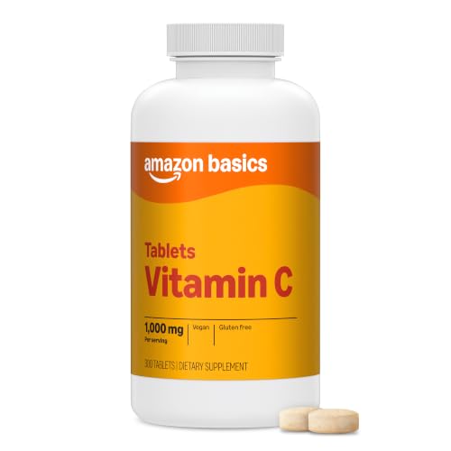 Amazon Basics Vitamin C 1000mg, Supports Healthy Immune System, Vegan, 300 Tablets,