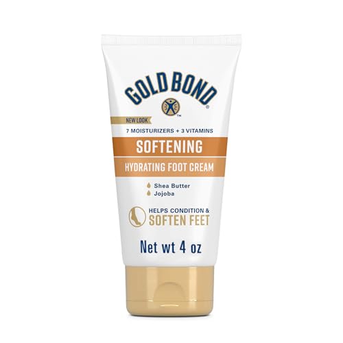 Gold Bond Softening Foot Cream, 4 Oz., Foot Lotion for Dry Feet | Foot lotion for dry cracked feet with shea butter and jojoba to soften rough & dry feet