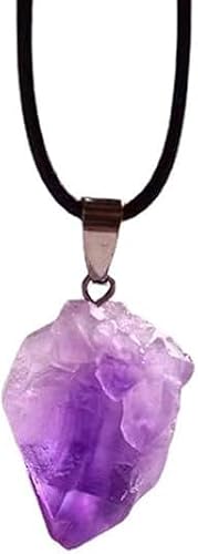 ZhangyiHot 1Pc purple Natural Amethyst Raw Stone Pendant Necklace for Ideal Gift