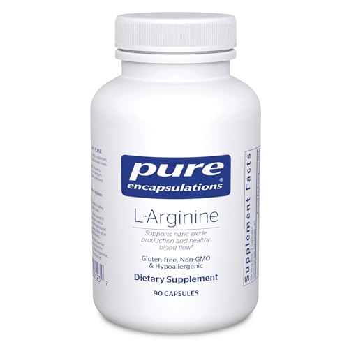 Pure Encapsulations L-Arginine, 90 Capsules | 1,400 mg, Support Nitric Oxide Production, Heart Health and Blood Flow*, Gluten-Free and Non-GMO