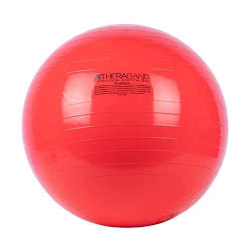 THERABAND Standard 22" Exercise Ball, Yoga Balance Pregnancy, Therapy, Red | 22 inch stability ball for yoga, Pilates, balance and core training, sized for users about 5'1" to 5'6"