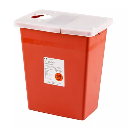 SharpSafety™ Sharps Container, Red, 8 Gallon | Hinged Lid, Case of 10