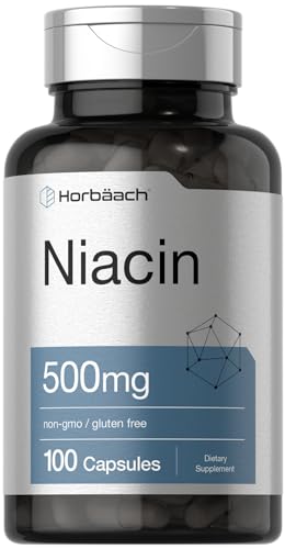 Horbäach Niacin 500mg | 100 Capsules | Vitamin B3 | with Flushing