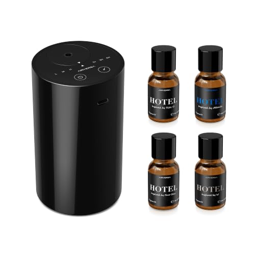 Airversa AN8 Waterless Essential Oil Diffuser Starter Kit, Black | 4 x
