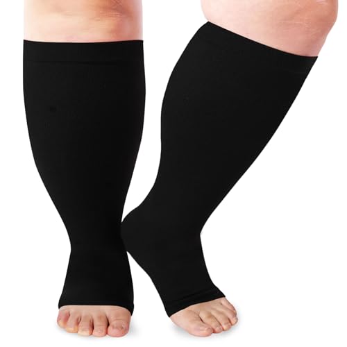 LOUSGUTA Open Toe Plus Size Compression Socks for Women & Men Toeless