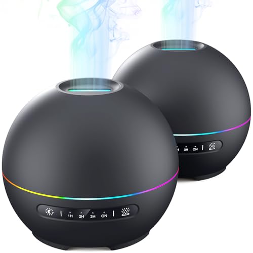 THIMONES 2 Pack Essential Oil Diffuser for Home - 200ml Ultrasonic Aromatherapy
