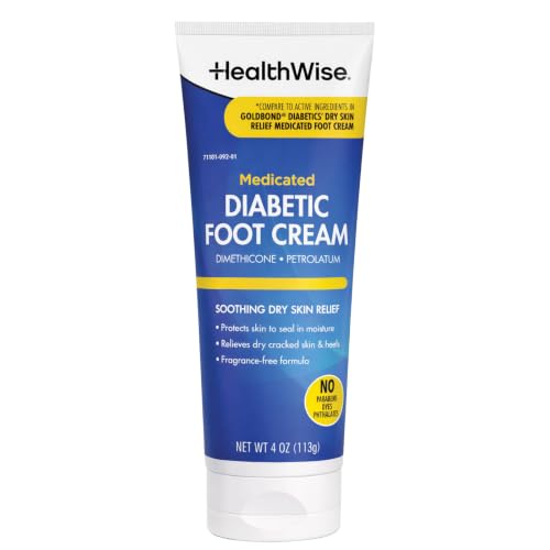HealthWise Diabetic Foot Cream, 4 oz | Dimethicone + Petrolatum Skin Protectant,