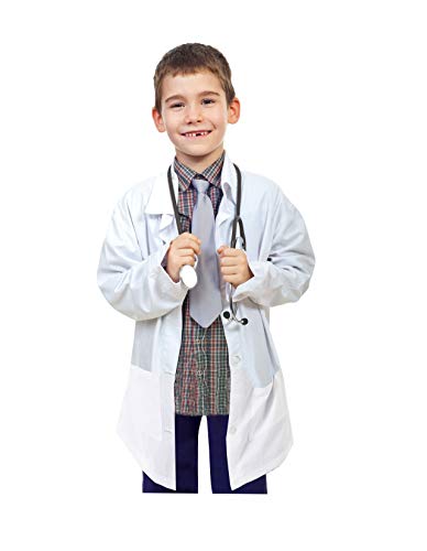 Childrens Lab Coat-Soft Touch with Stethoscope (4) White
