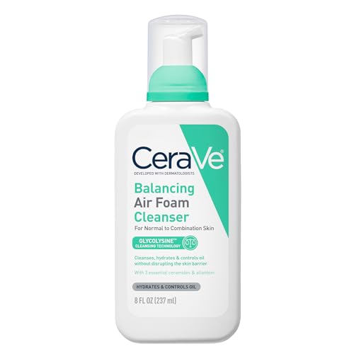 CeraVe Air Foam Face Wash, Hydrating & Gentle Facial Cleanser, 8oz | Foaming Facial Cleanser That Balances Combination Skin, Delivering 8-Hour Oil Control and 24-Hour Hydration