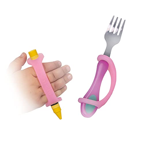 EazyHold Pink Silicone Non-Slip Adaptive Grip Aid, Universal Cuff Assistive Strap for Occupational Therapy, ALS, Cerebral Palsy, Special Needs, Pediatric Stroke, Easy Grip Hold Handle 2-Pack 4"