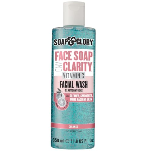 Soap & Glory Face Soap & Clarity, 3-in-1 Cleansing Gel, 11.8 oz | Multi-Use Vitamin C Facial Wash, Makeup Remover & Gentle Exfoliator, Purifies, Brightens & Hydrates Dull Skin, Sulfate-Free