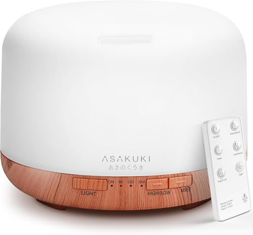 ASAKUKI Essential Oil Diffuser for Home, 500ML Aromatherapy Humidifier | with Remote