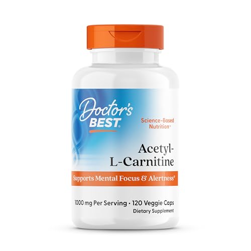 Doctors Best Acetyl-L-Carnitine 1000 mg Per Serving, 120 Veg Caps | Acetyl L Carnitine Supplement for Men & Women, Supports Brain & Nerve Cell Function, Mental Focus, Promotes Cellular Energy