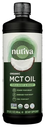 Nutiva Organic MCT Oil, Unflavored, 32 Oz, USDA Organic, Non-GMO, Non-BPA, Whole