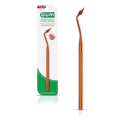 GUM Stimulator Permanent Handle with Rubber Tip, 1 Count | Long-Handled Gum Massager & Plaque Remover for Teeth and Gum Health