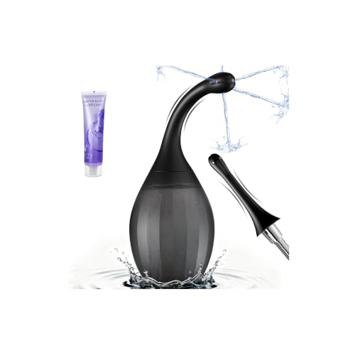 Enemas Anal Douches for Men Women - Anti Backflow Bendable Silicone Enema Bulb Kit Connectable with Shower Tube, Portable Travel Bidet Flusher Enema Douche Kit for Women Men Colon Cleanse with Lube