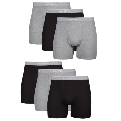 Hanes Men's Boxer Soft Breathable Cotton ComfortFlex Waistband, Multipack Brief Underwear, 6
