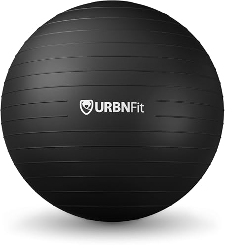 URBNFit Yoga Ball - Anti-Burst Exercise Ball Large (65 cm, Black) |