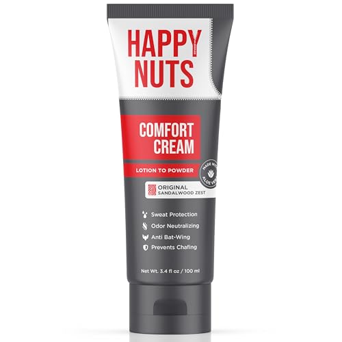 HAPPY NUTS Comfort Cream Deodorant For Men: Anti-Chafing Sweat Defense, Odor Control,