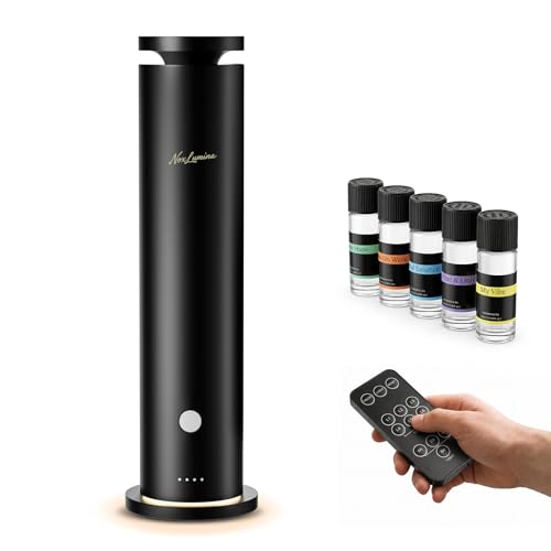 NoxLumina Waterless Diffuser Pro with 5 Scent Oils, Luxury Hotel-Class Essential Oil Diffuser Aromatherapy Machine with 1500 Sq Ft Cover, 6 Mist, 4.06Oz Diffusers for Home Large Room Hotel SPA - Black