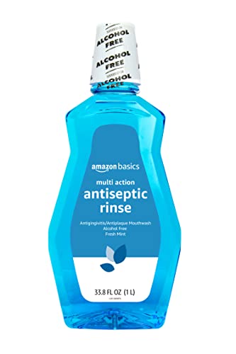 Amazon Basics Multi Action Antiseptic Oral Rinse, Alcohol-Free, Antiplaque, Antigingivitis, Fresh Mint