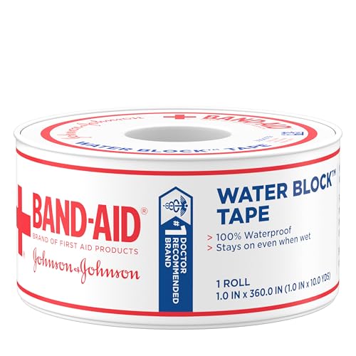 BAND-AID Brand of First Aid Products Water Block Tape, 1 in x 10 yd, 1 Roll | Self-Adhesive Bandage Tape, Durable Protection for First Aid, 100% Waterproof Wound Care for Minor Cuts, Scrapes & Burns