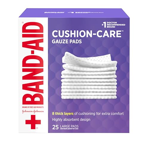 BAND-AID Brand Cushion-Care Gauze Pads, Large Size, 4 in x 4 in,