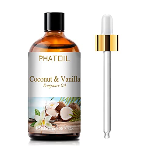 PHATOIL Coconut & Vanilla Fragrance Oil for Diffuser Aromatherapy 3.38FL.OZ | Long
