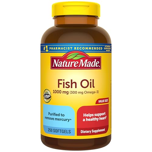 Nature Made Fish Oil Omega 3 Supplements, 1000mg Softgels, 250 Count |