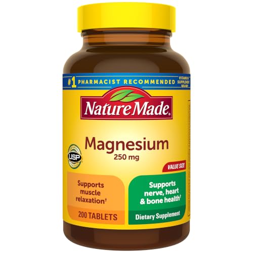 Nature Made Magnesium Oxide 250 mg for Muscle Relaxation, 200 Tablets | Magnesium Supplements for Men and Women, Support for Muscle, Heart, Bone and Nerve Health, 200 Day Supply