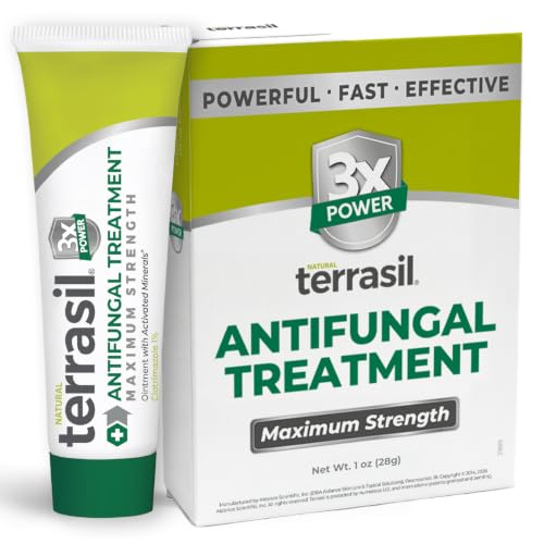 terrasil Clotrimazole Antifungal Cream Maximum Strength Treatment, 1oz | Fungal Yeast Infection, Athletes Foot, Jock Itch, Ringworm, Natural Ingredients, Anti Fungal Treatment, Packaging May Vary